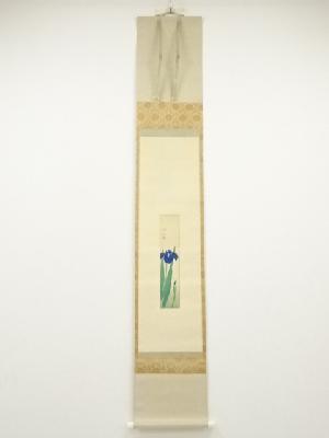 金島桂華筆　菖蒲　肉筆絹本掛軸（保護箱）